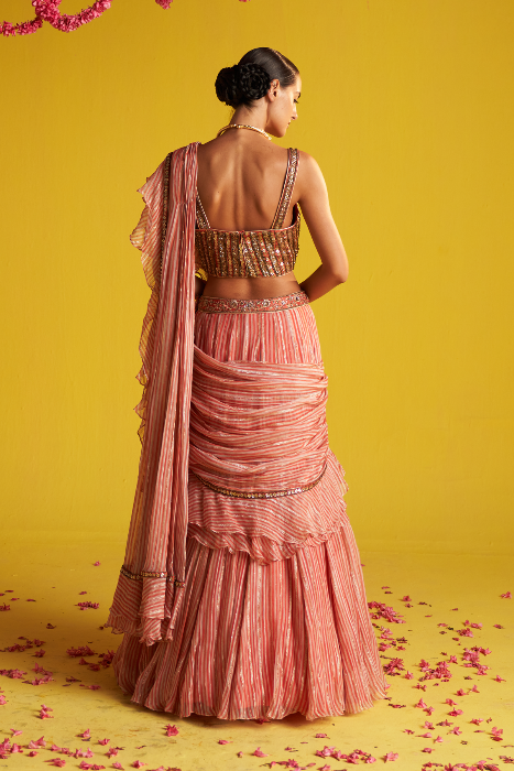 ESHA PEACH SAREE SET