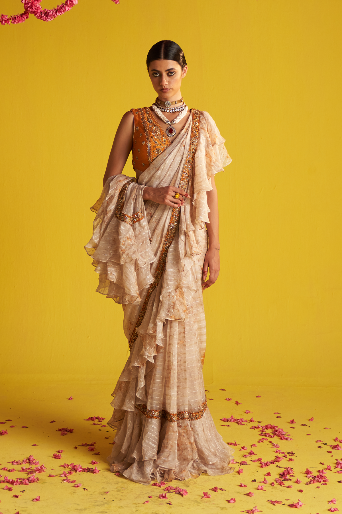 VEDA YELLOW SAREE SET