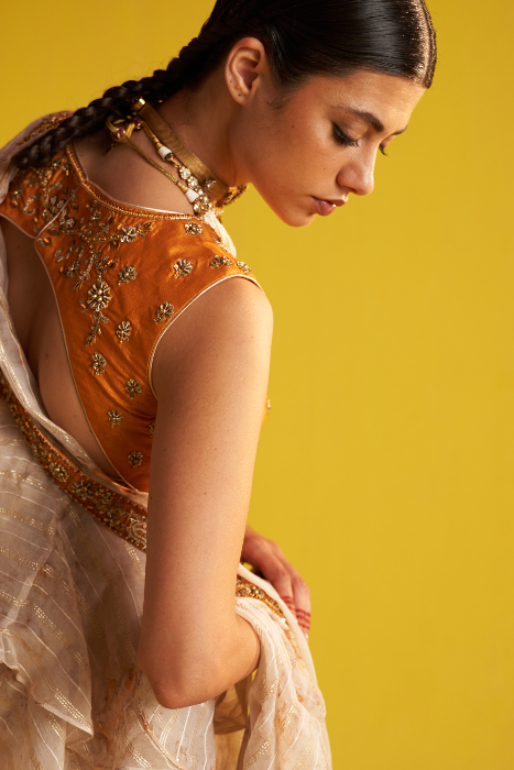 VEDA YELLOW SAREE SET