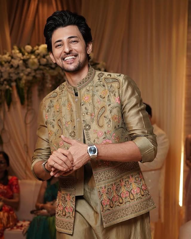 DARSHAN RAVAL IN REYANSH SAGE GREEN BUNDI SET