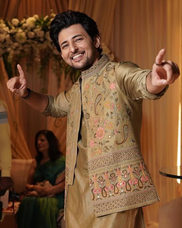 DARSHAN RAVAL IN REYANSH SAGE GREEN BUNDI SET