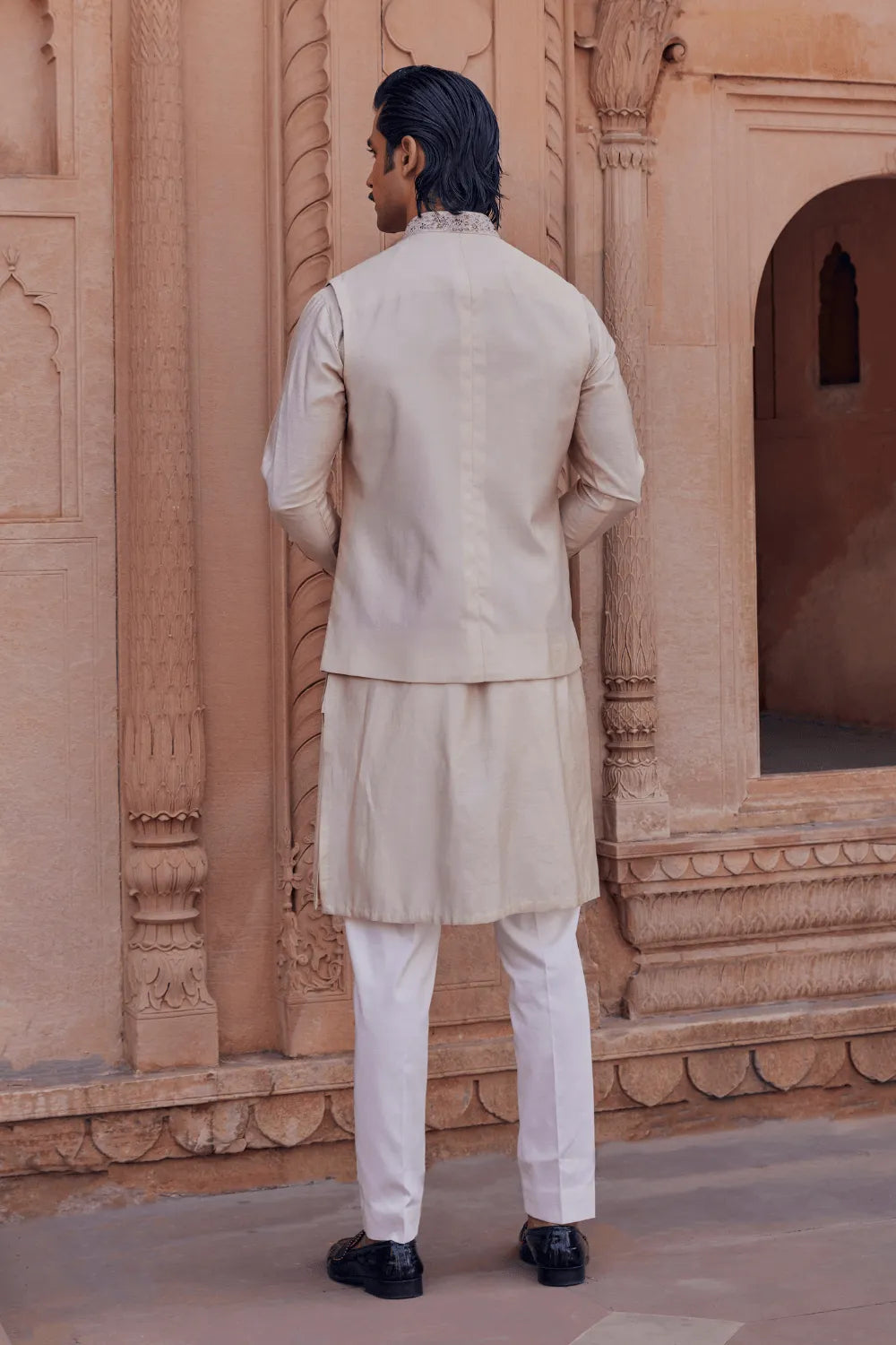 aaftab-ivory-chanderi-ensemble-in-gota-handwork-studio-bagechaa-4 - Studio Bagechaa