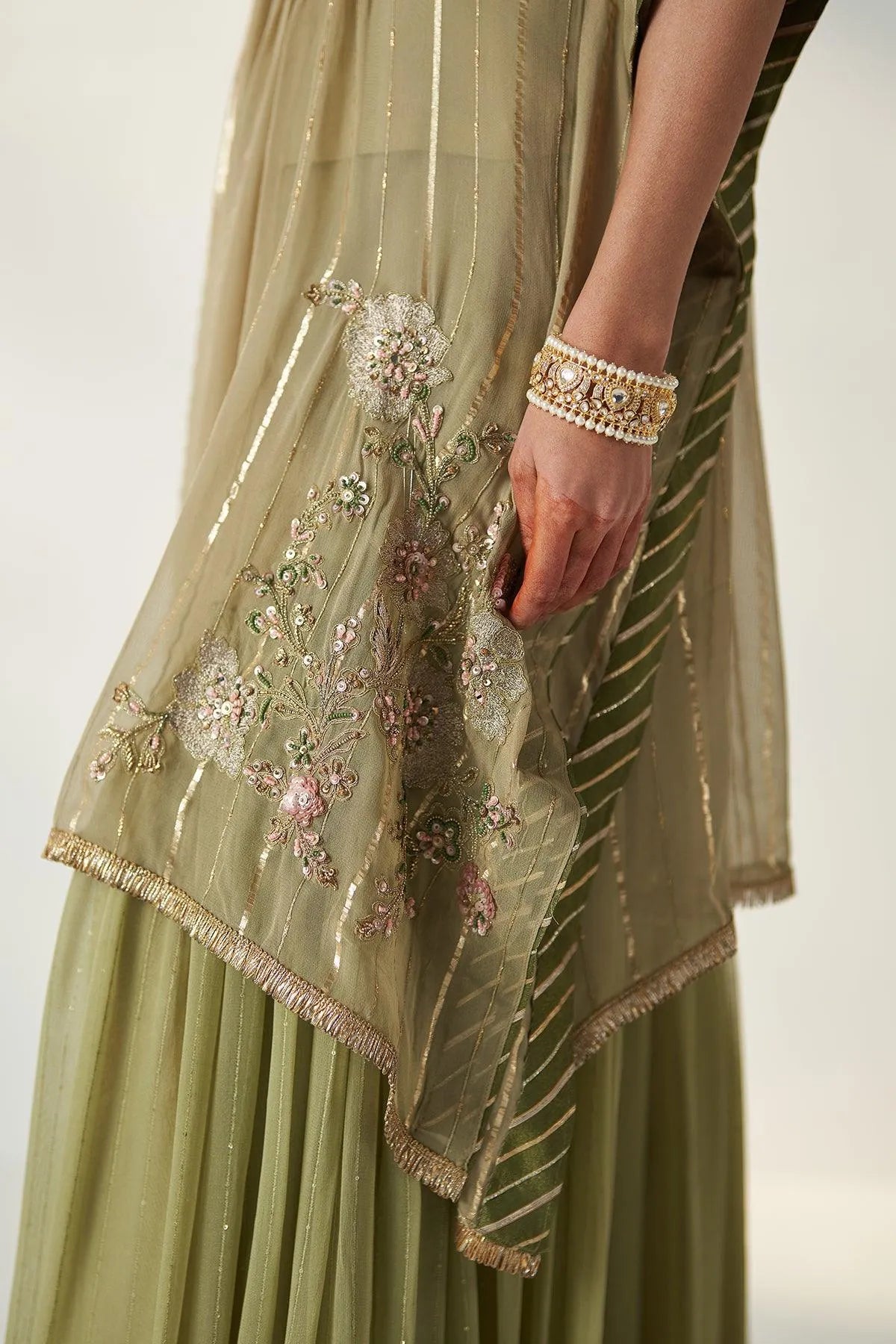 aakriti-and-anushka-in-suhana-green-kaftan-gharara-set-studio-bagechaa-5 - Studio Bagechaa