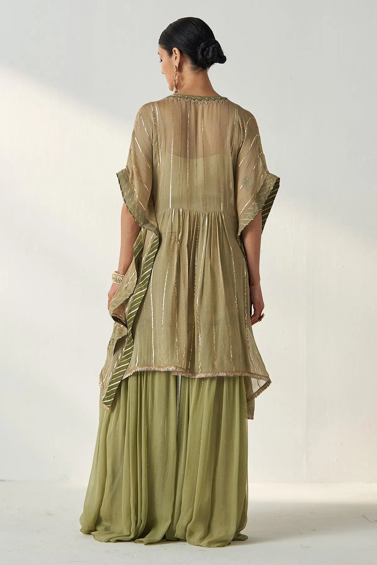 aakriti-and-anushka-in-suhana-green-kaftan-gharara-set-studio-bagechaa-7 - Studio Bagechaa