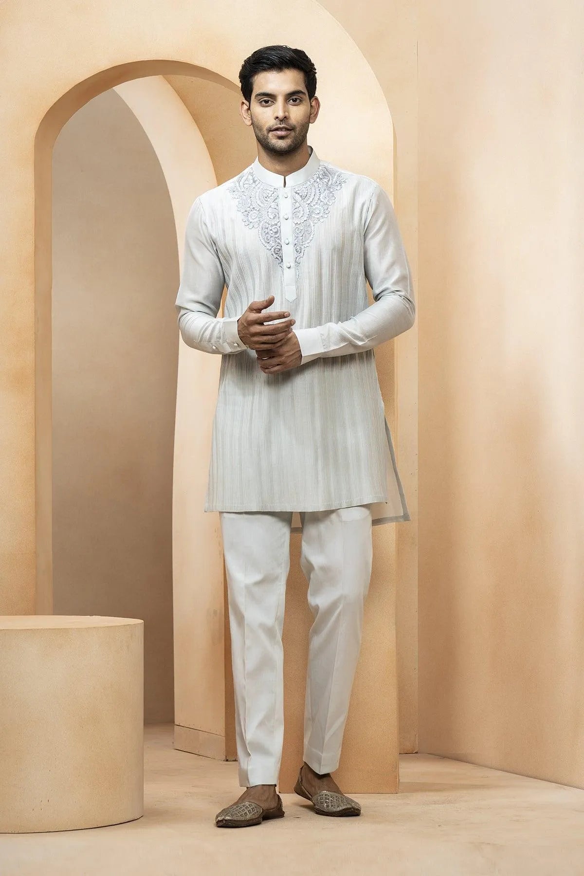 aman-chanderi-kurta-pajama-set-with-backstitch-armhole-studio-bagechaa-1 - Studio Bagechaa