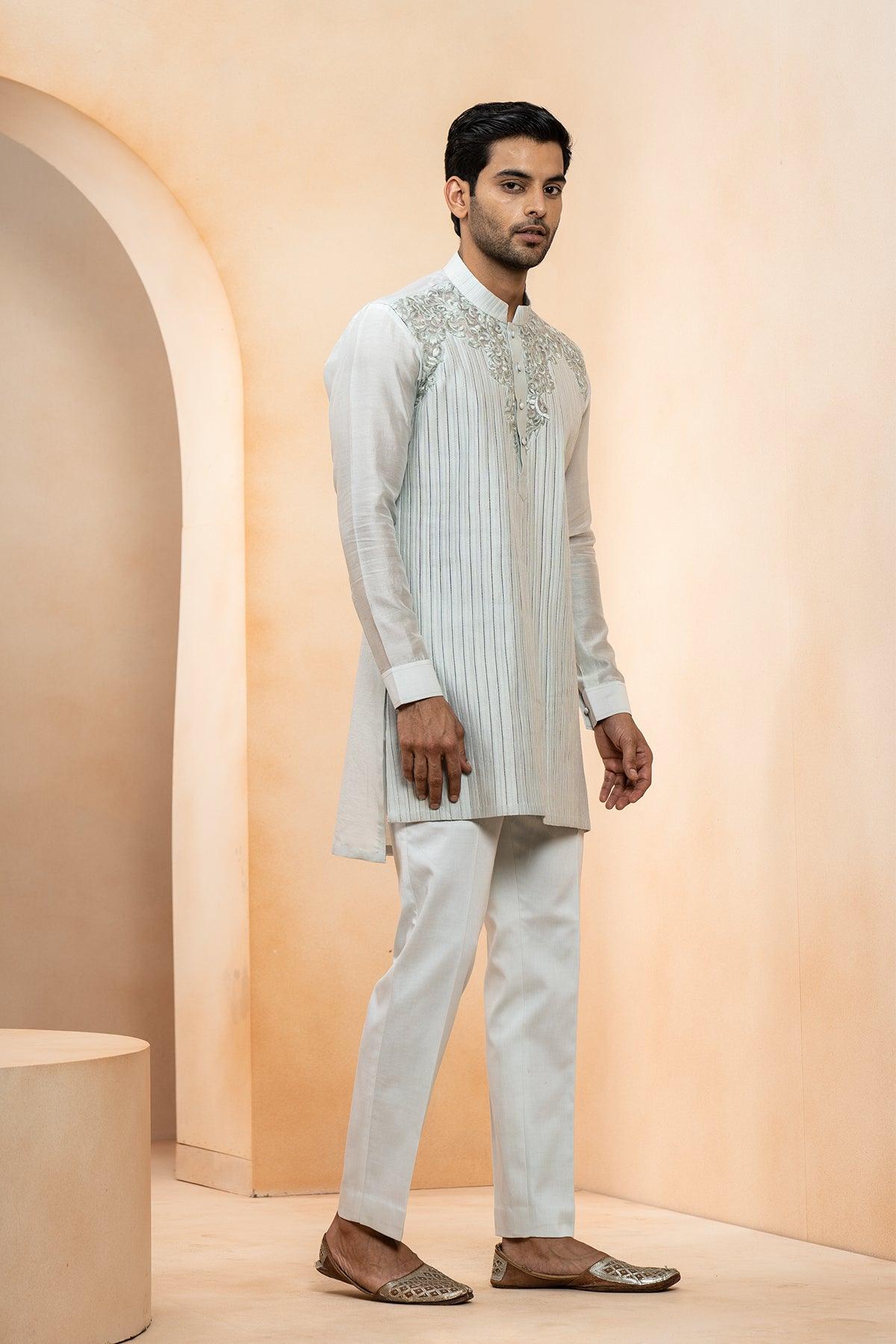 Asal Chanderi Kurta-Pajama Set With Backstitch Armhole - Studio Bagechaa