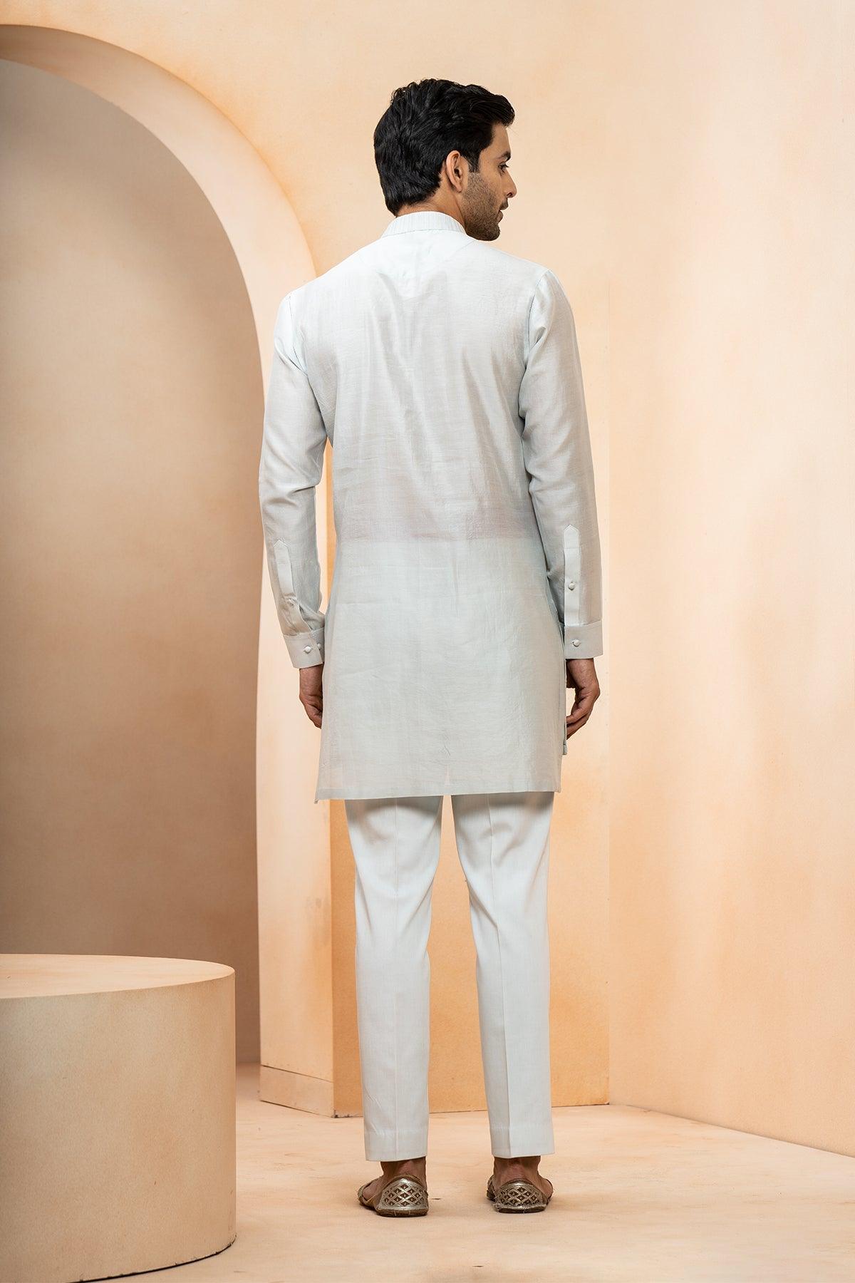 Asal Chanderi Kurta-Pajama Set With Backstitch Armhole - Studio Bagechaa