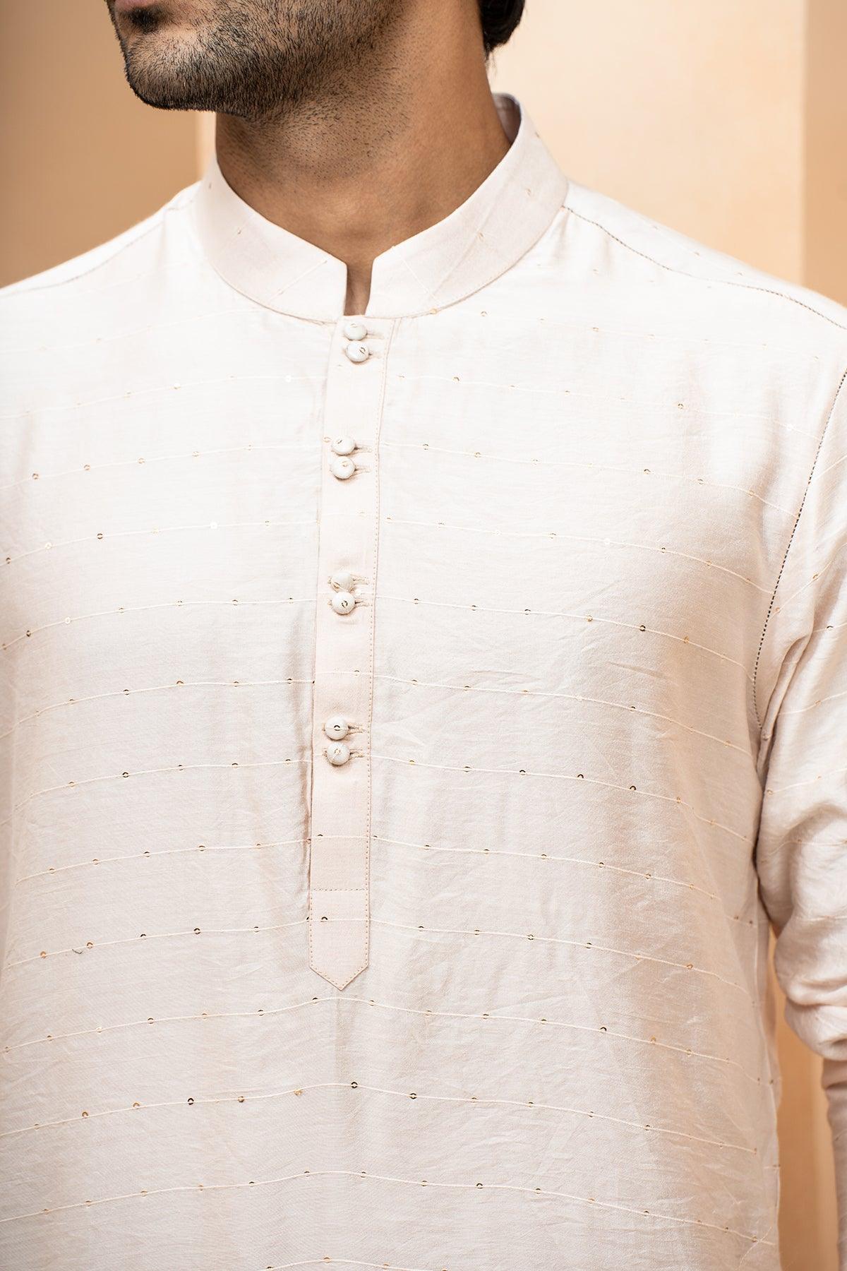Ashar Chanderi & Fine Silk Nehru Jacket set - Studio Bagechaa