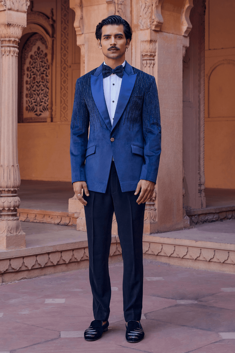 Blue Orchid Chanderi Tuxedo - Studio Bagechaa
