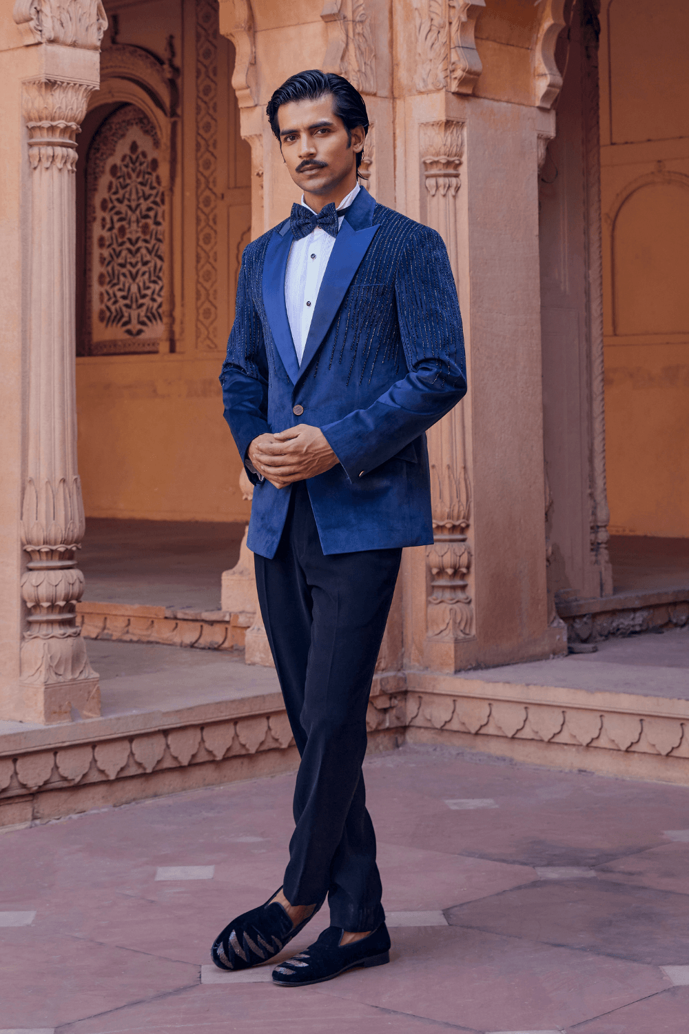 Blue Orchid Chanderi Tuxedo - Studio Bagechaa