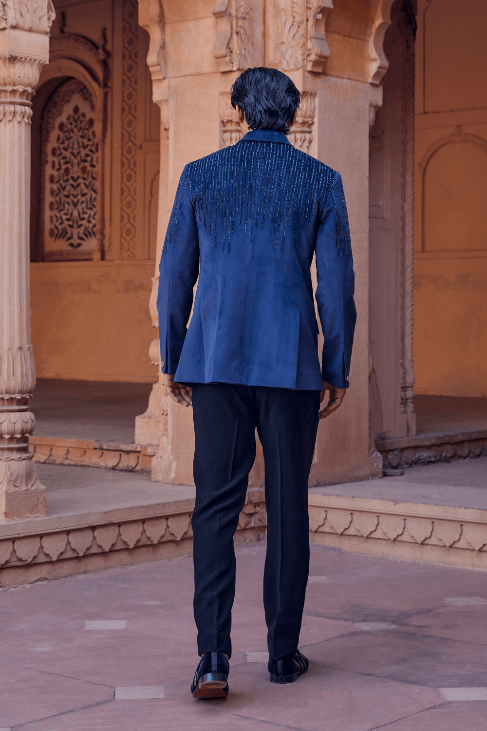 Blue Orchid Chanderi Tuxedo - Studio Bagechaa