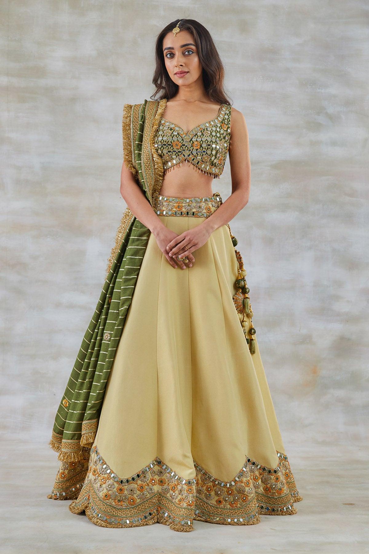 Champa Chanderi Lehenga With Gotta Handwork - Studio Bagechaa