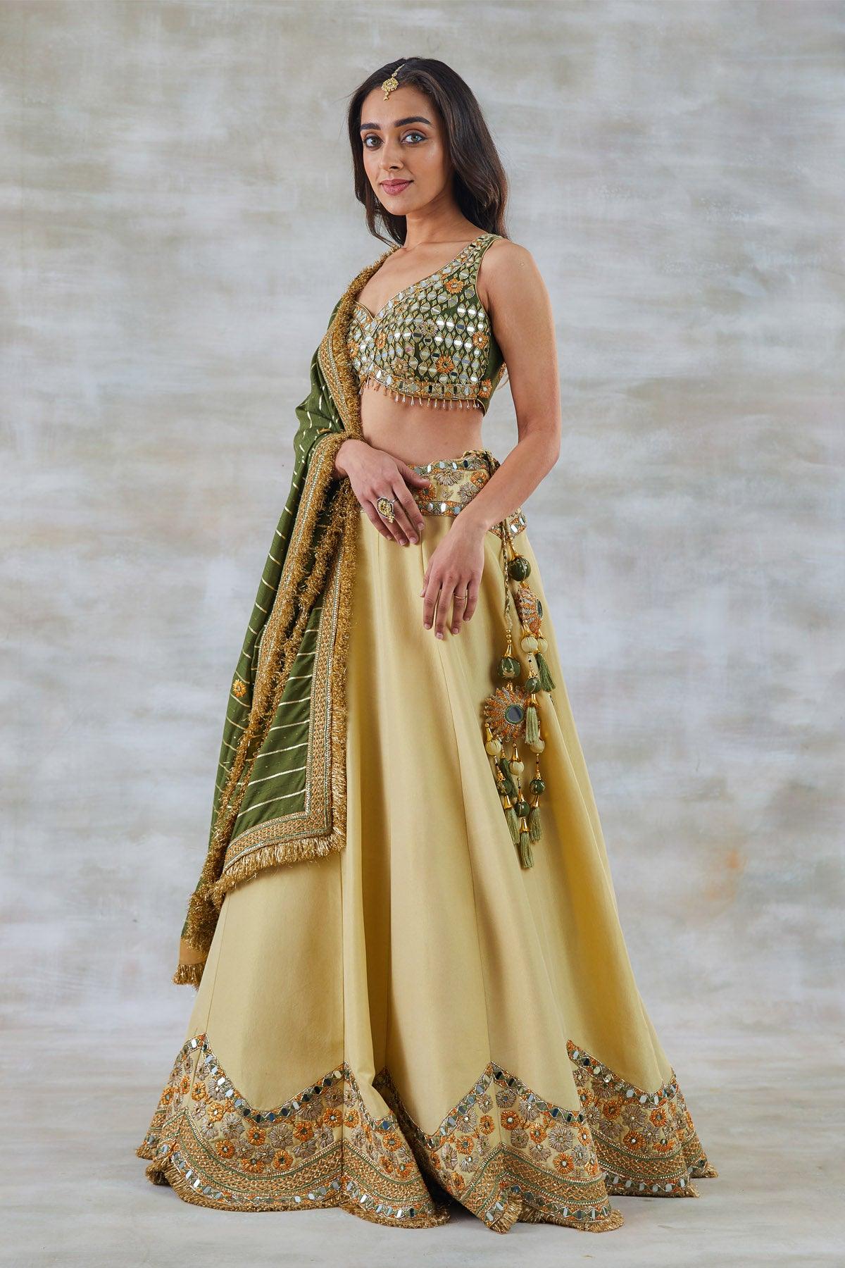 Champa Chanderi Lehenga With Gotta Handwork - Studio Bagechaa