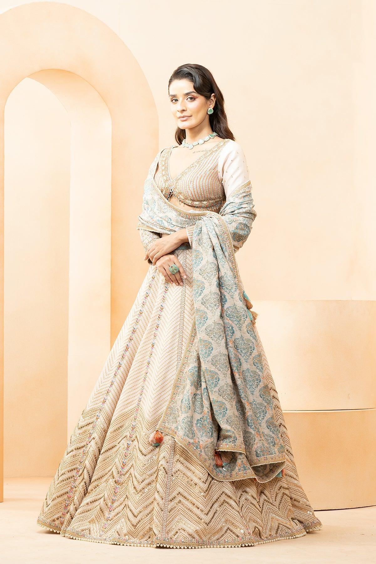 Cherry Jain in Zahra Chanderi Printed Lehenga With Zari Work - Studio Bagechaa