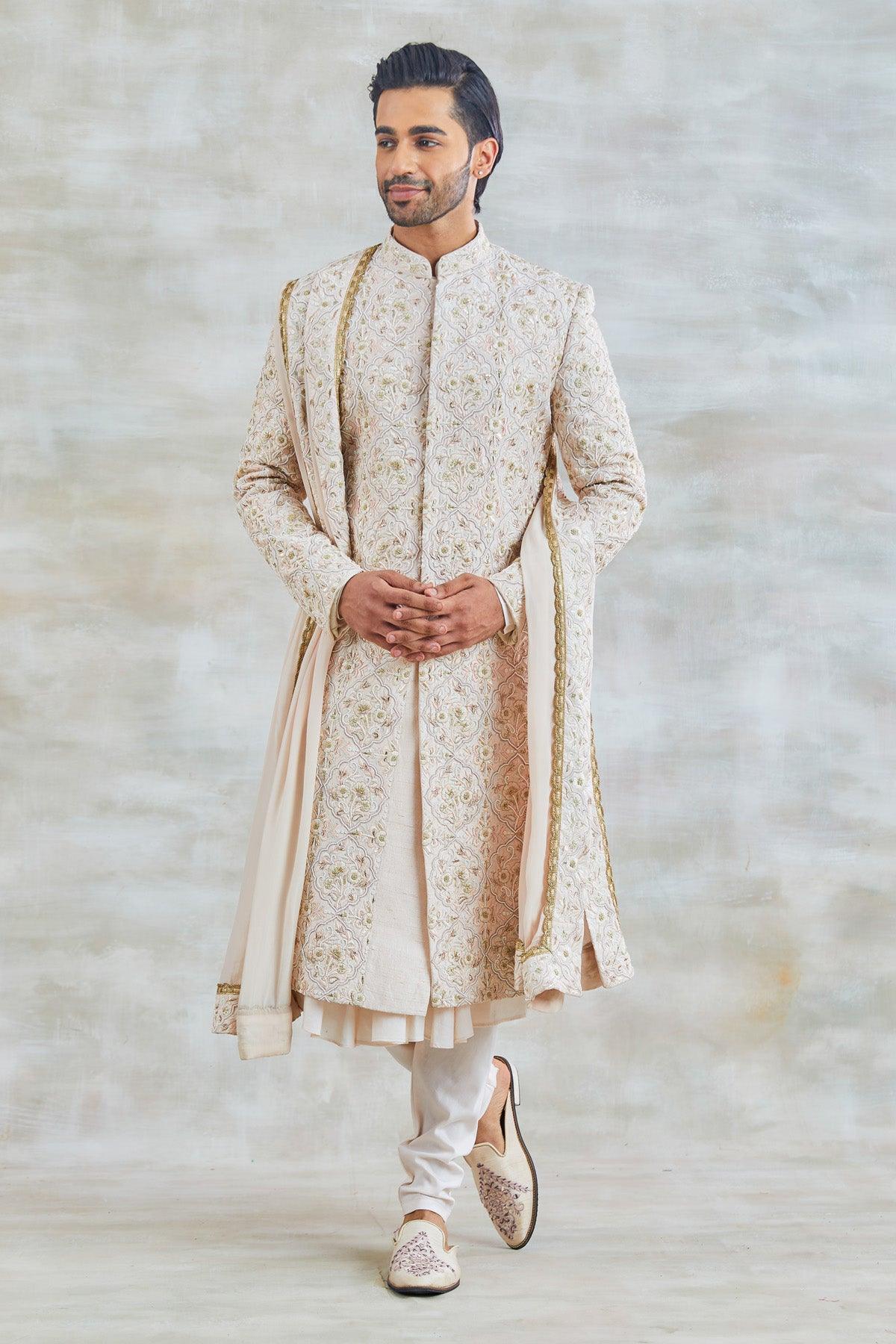 Elegant Nude Pink Sherwani Set - Studio Bagechaa