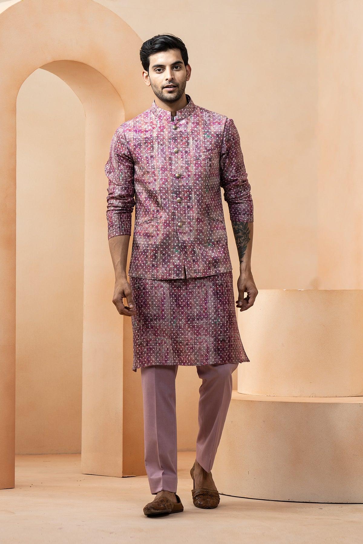 Firdauz Chanderi Nehru Jacket set - Studio Bagechaa