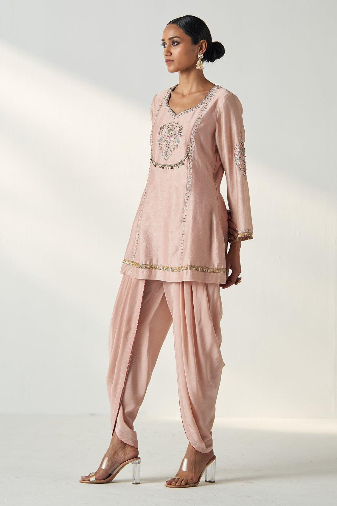 PIHU BLUSH PINK TULIP PANT SET - Studio Bagechaa