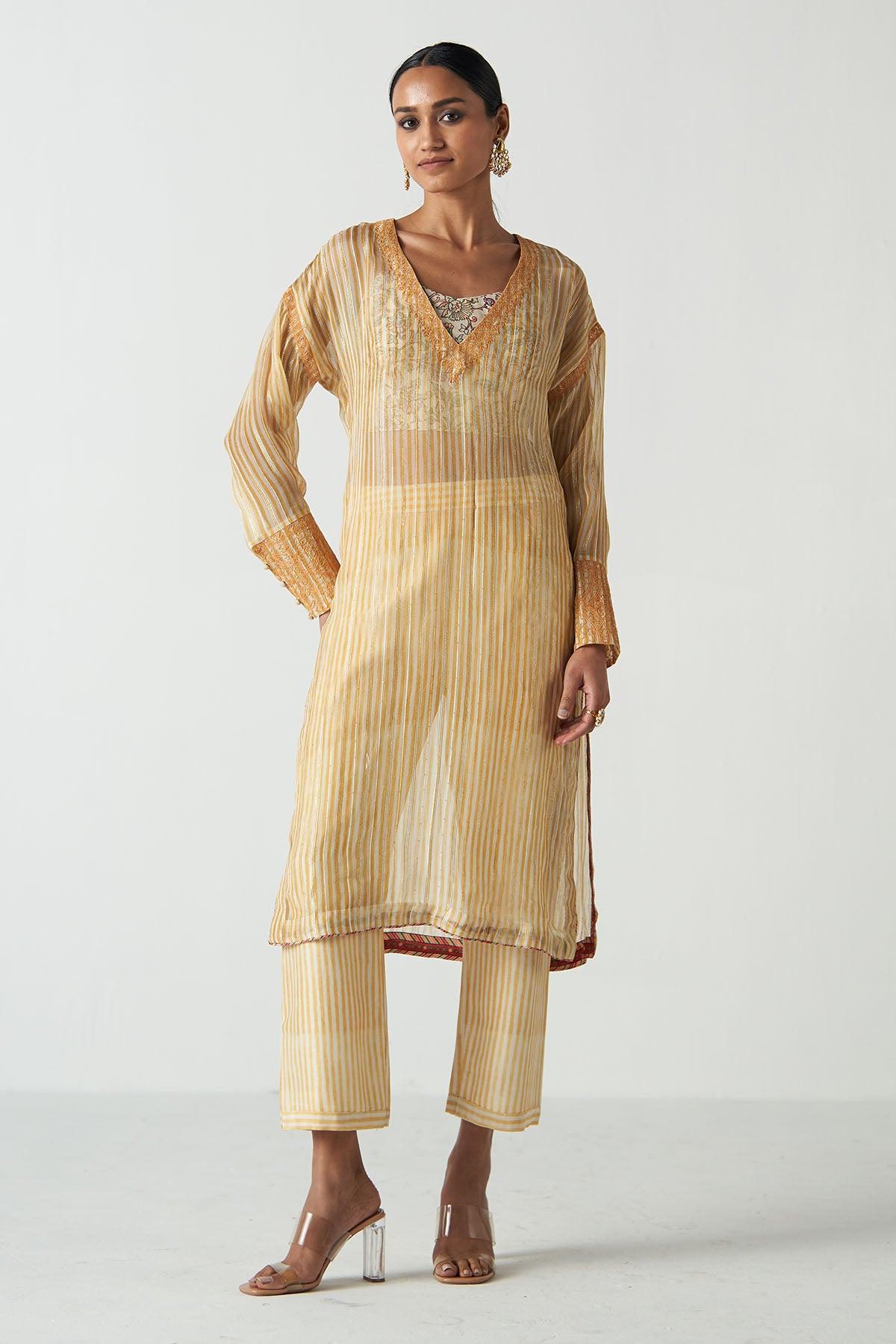 Kesar Yellow Kurta Pant Set - Studio Bagechaa