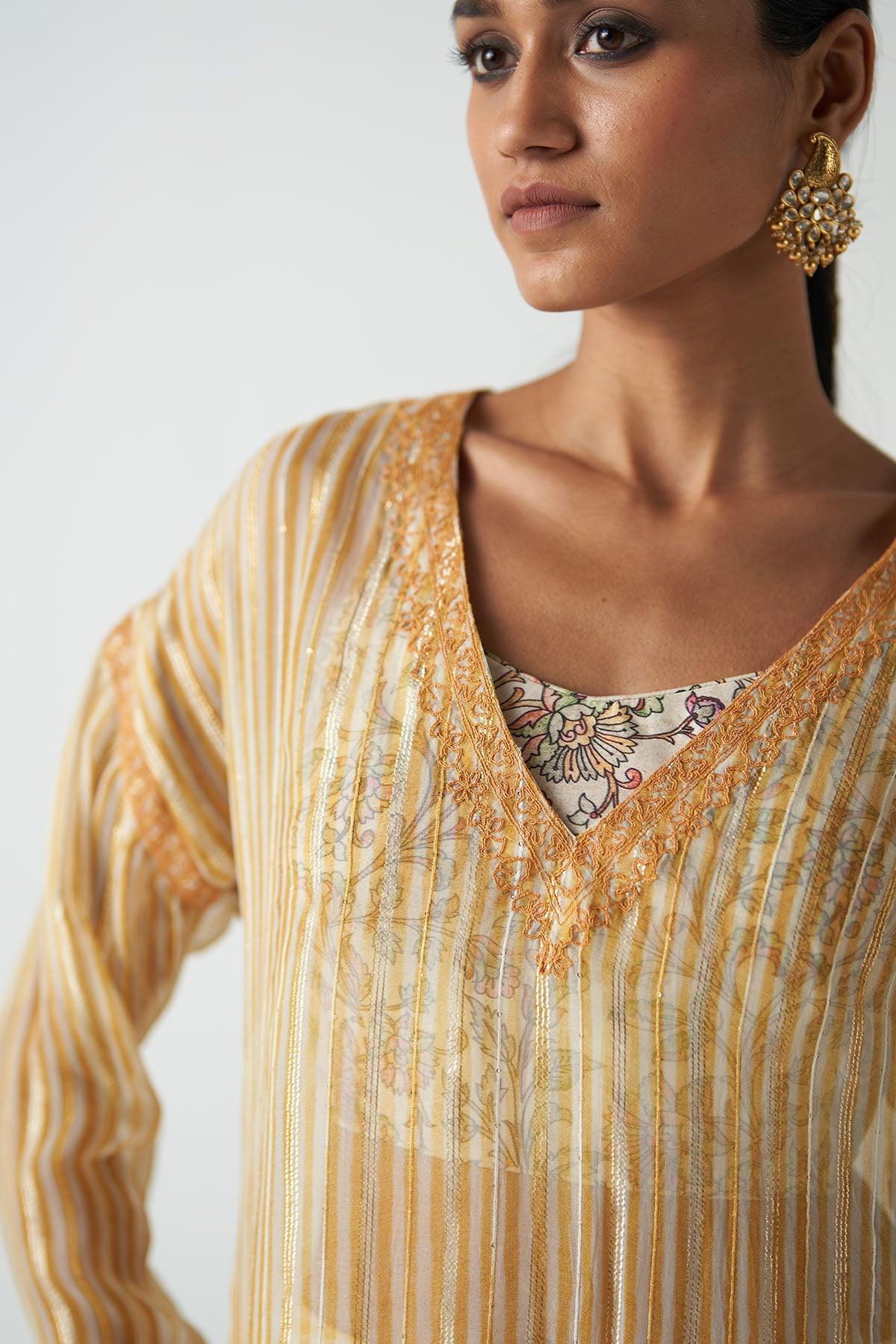 Kesar Yellow Kurta Pant Set - Studio Bagechaa