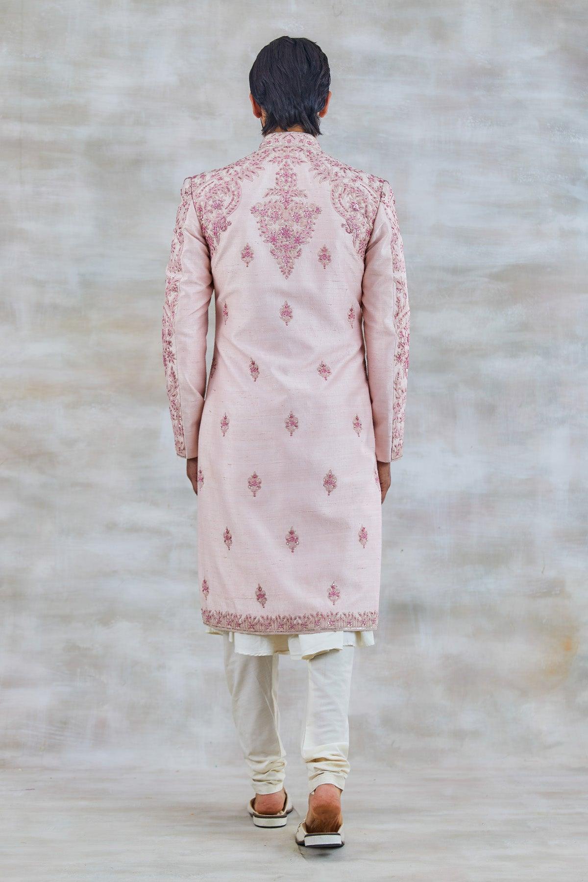 Majestic Pink Sherwani Set - Studio Bagechaa