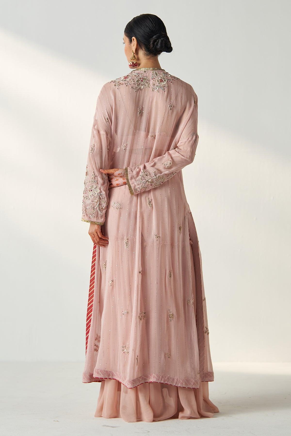 NISHA BLUSH PINK CAPE GHARARA SET - Studio Bagechaa