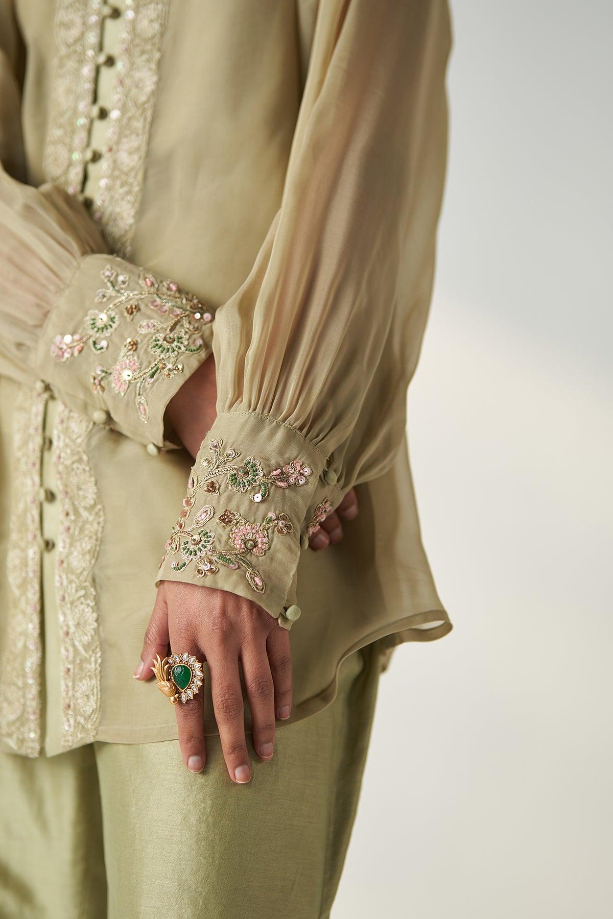 OORVI GREEN SHIRT PANT SET - Studio Bagechaa