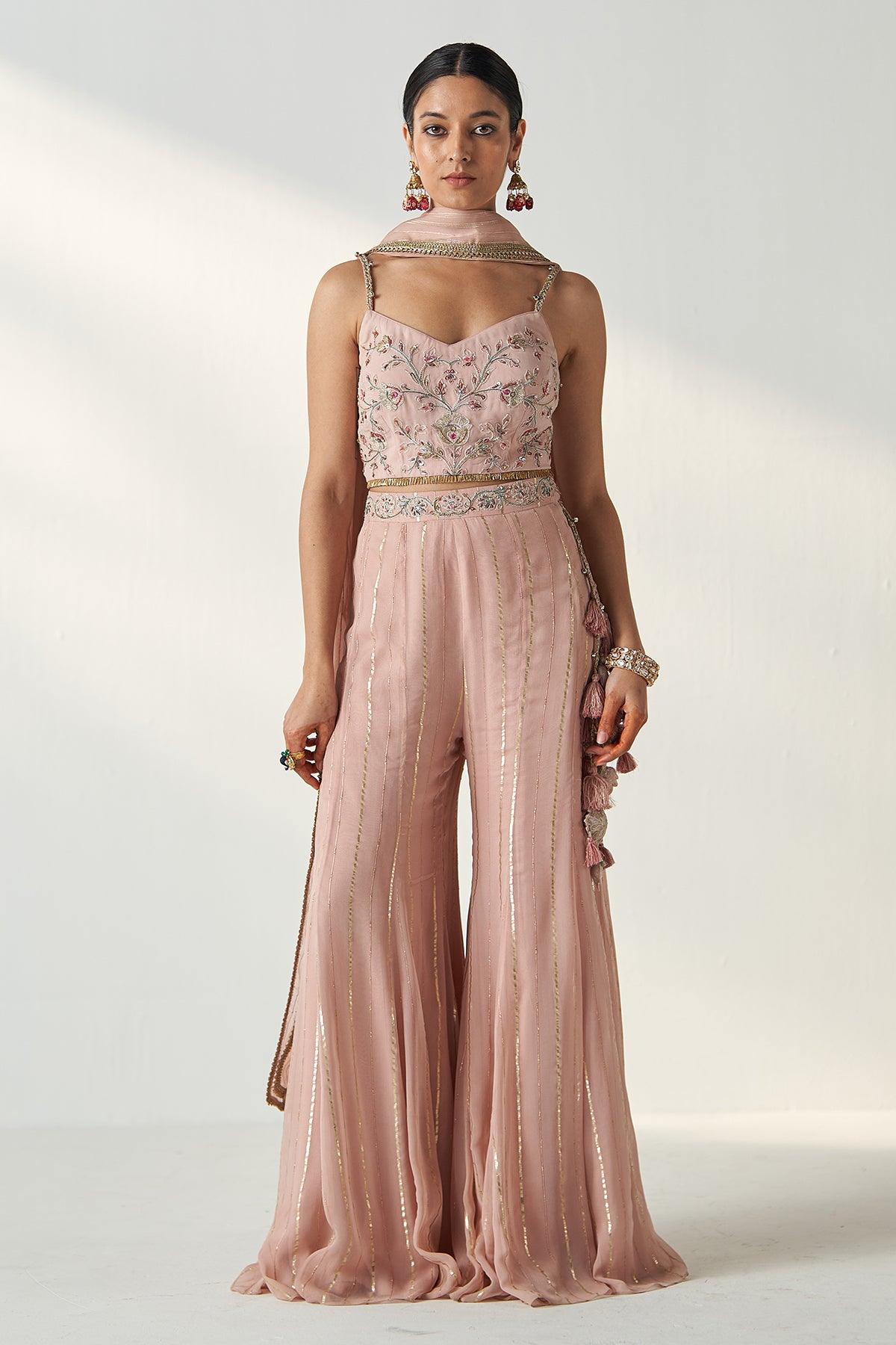 OSHA BLUSH PINK SHARARA SET - Studio Bagechaa