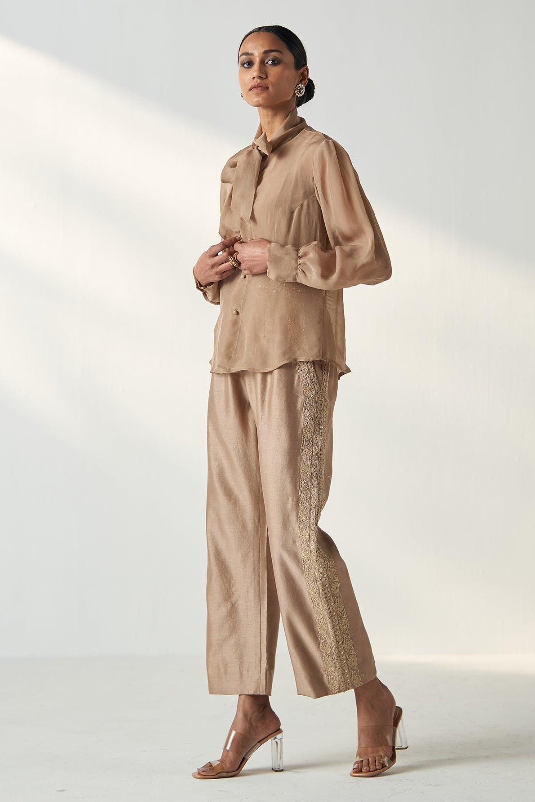 PADMA FAWN SHIRT PANT SET - Studio Bagechaa