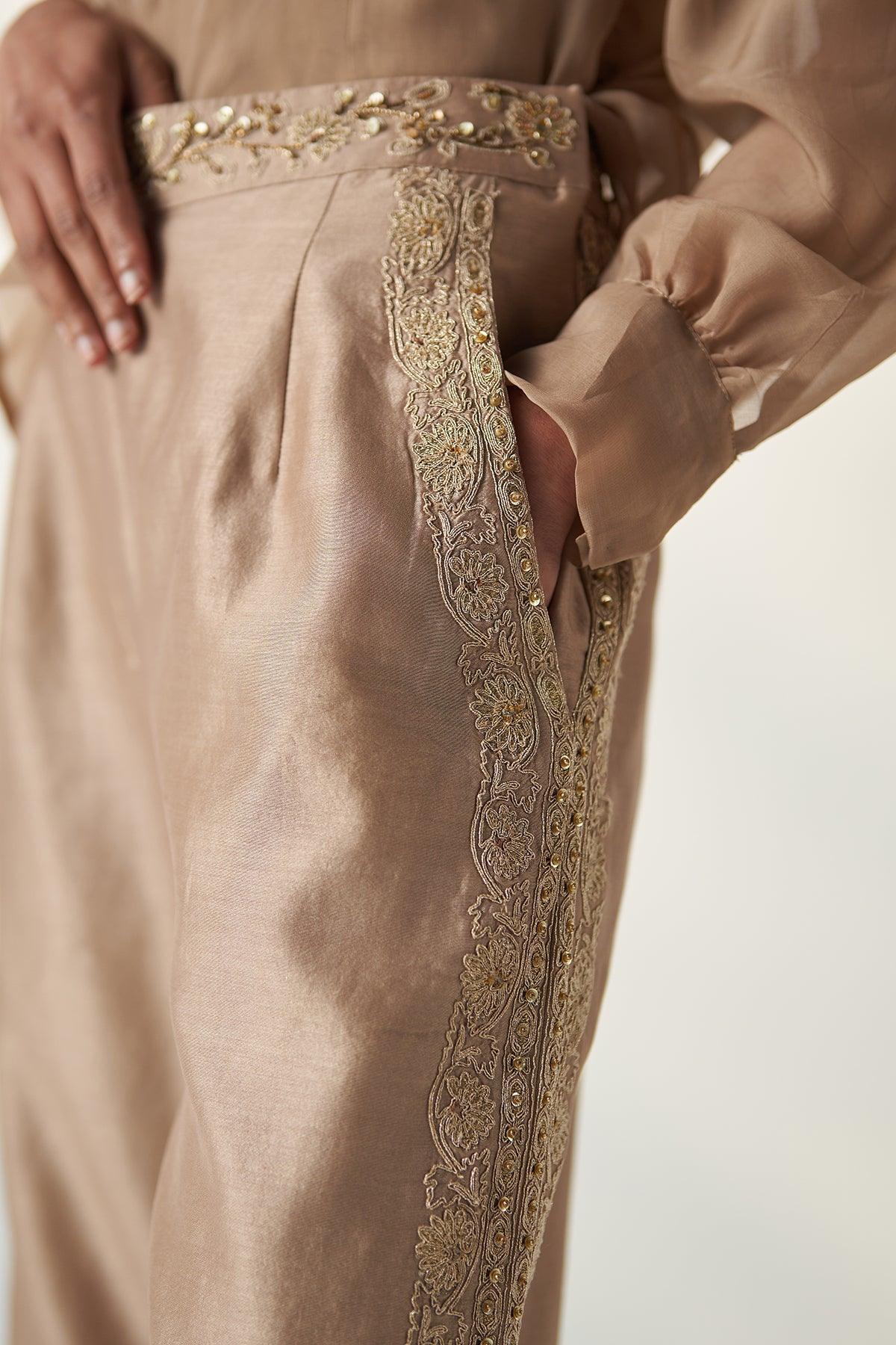 PADMA FAWN SHIRT PANT SET - Studio Bagechaa