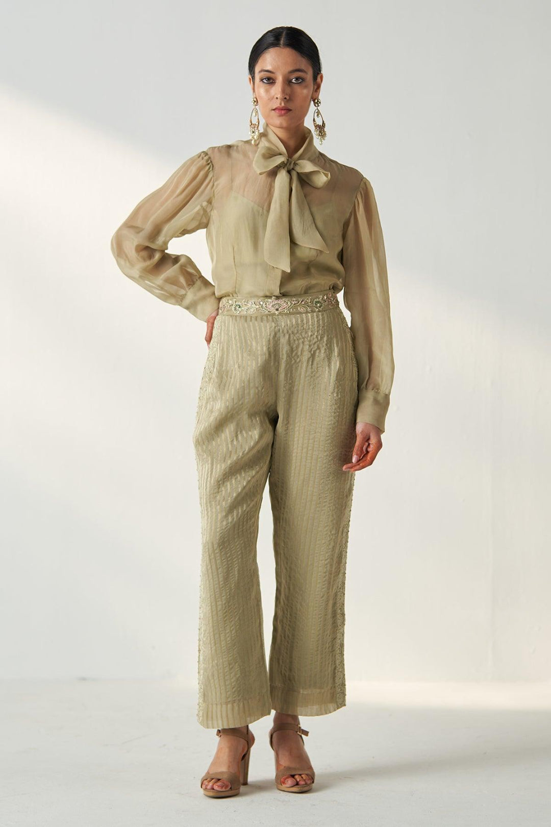 PADMA GREEN SHIRT PANT SET - Studio Bagechaa