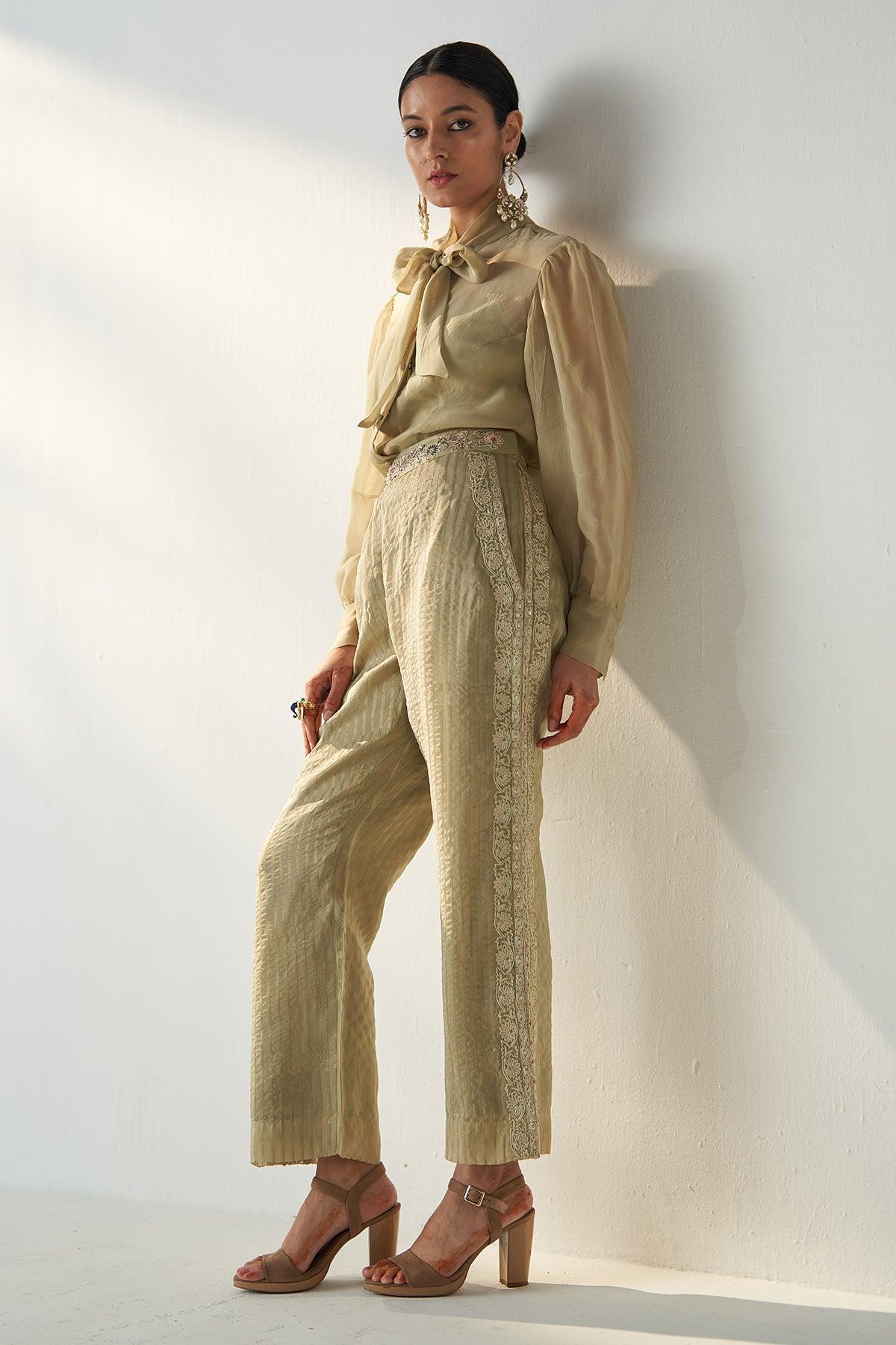 PADMA GREEN SHIRT PANT SET - Studio Bagechaa