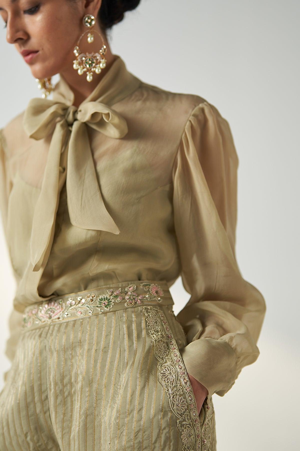 PADMA GREEN SHIRT PANT SET - Studio Bagechaa