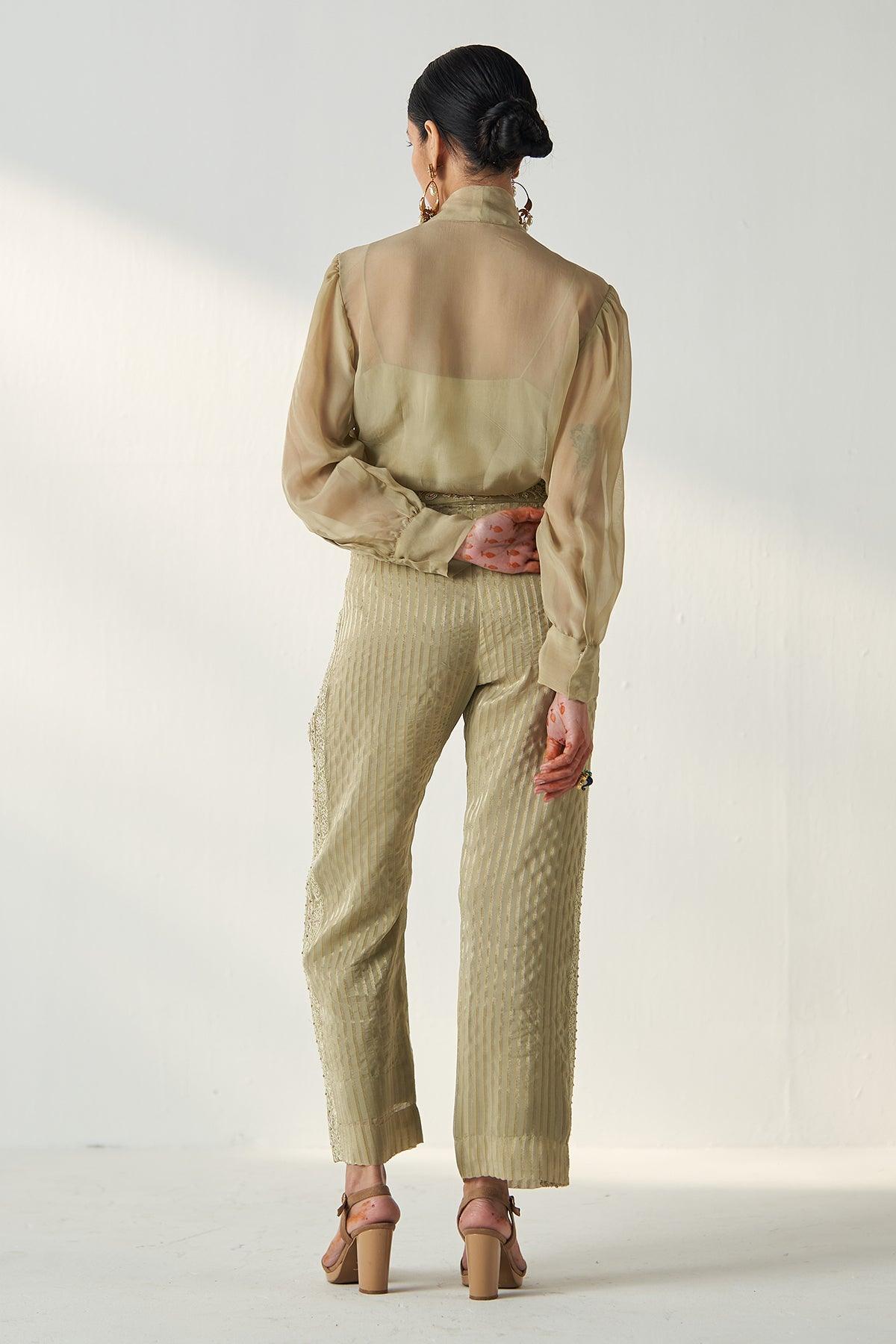 PADMA GREEN SHIRT PANT SET - Studio Bagechaa