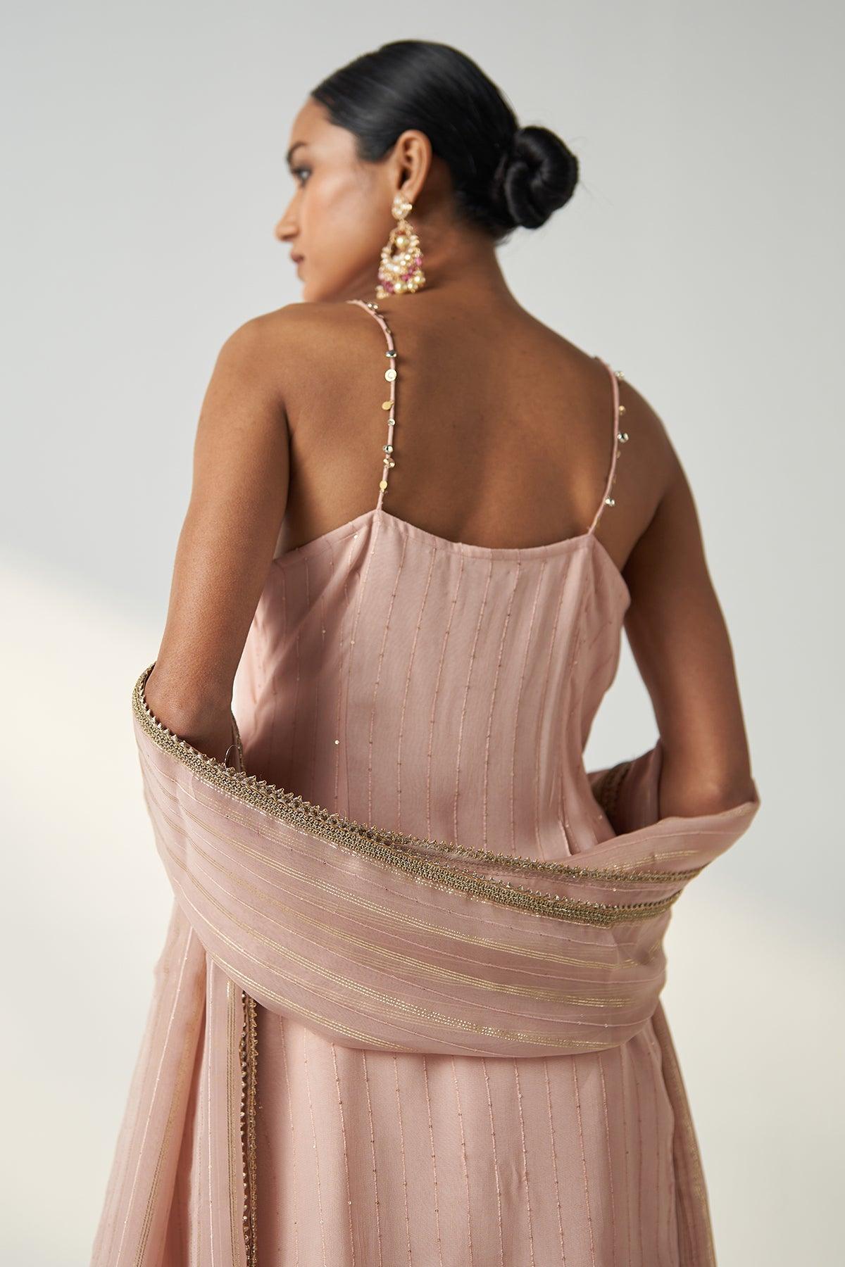 PAKHI BLUSH PINK KURTA SHARARA SET - Studio Bagechaa