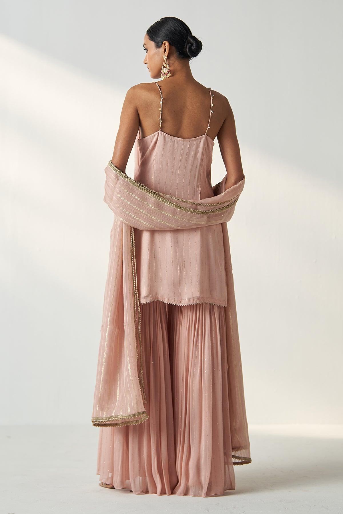 PAKHI BLUSH PINK KURTA SHARARA SET - Studio Bagechaa