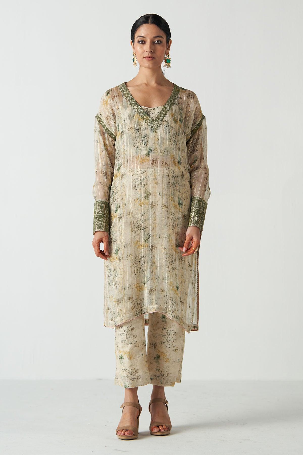 Pista Green Kurta Pant Set - Studio Bagechaa