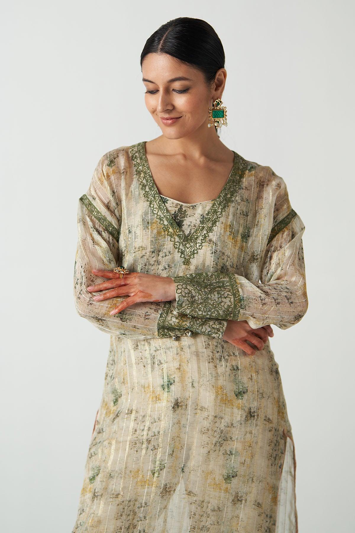 Pista Green Kurta Pant Set - Studio Bagechaa