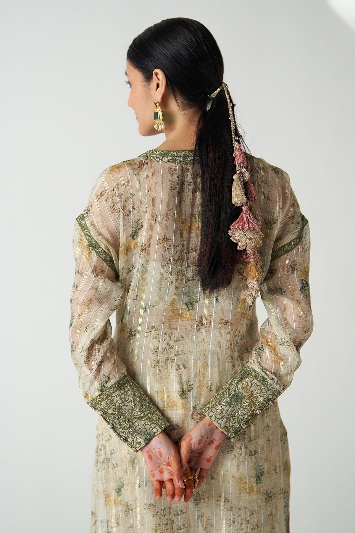 Pista Green Kurta Pant Set - Studio Bagechaa