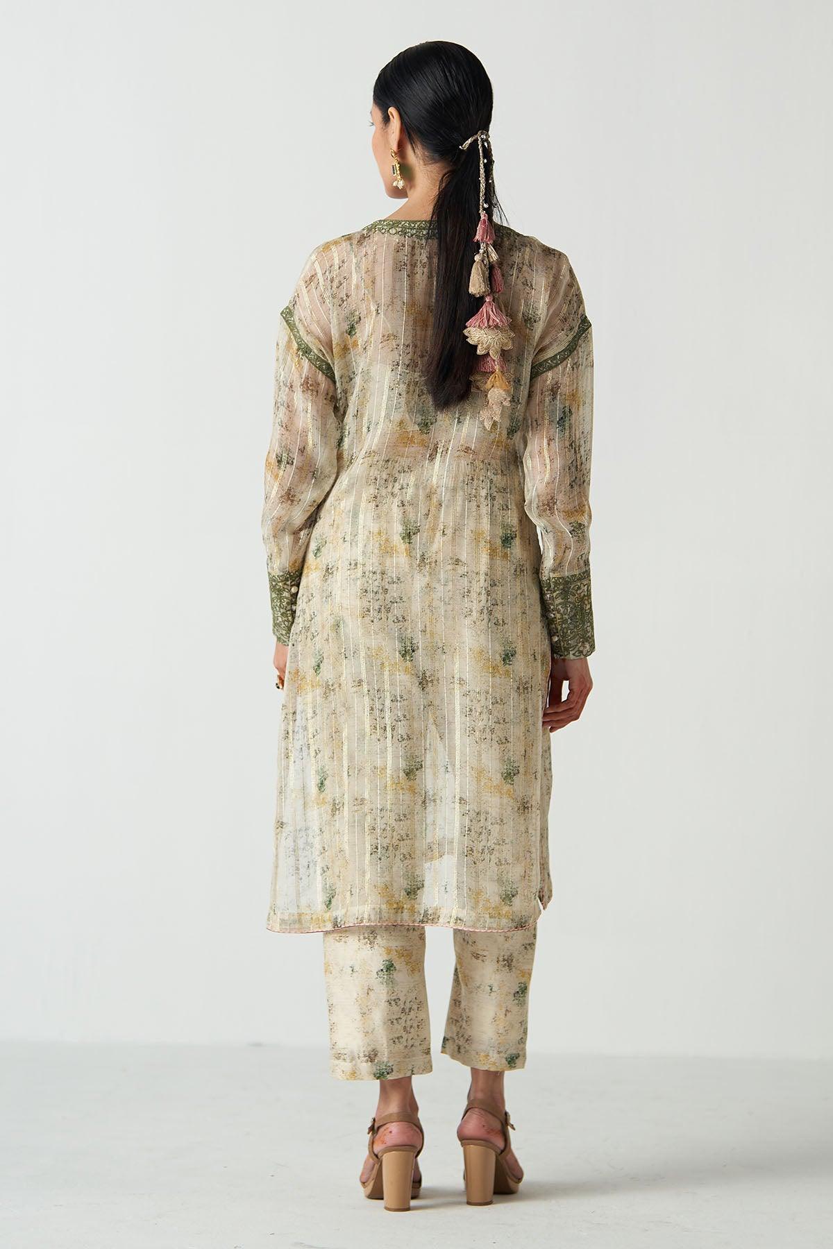 Pista Green Kurta Pant Set - Studio Bagechaa