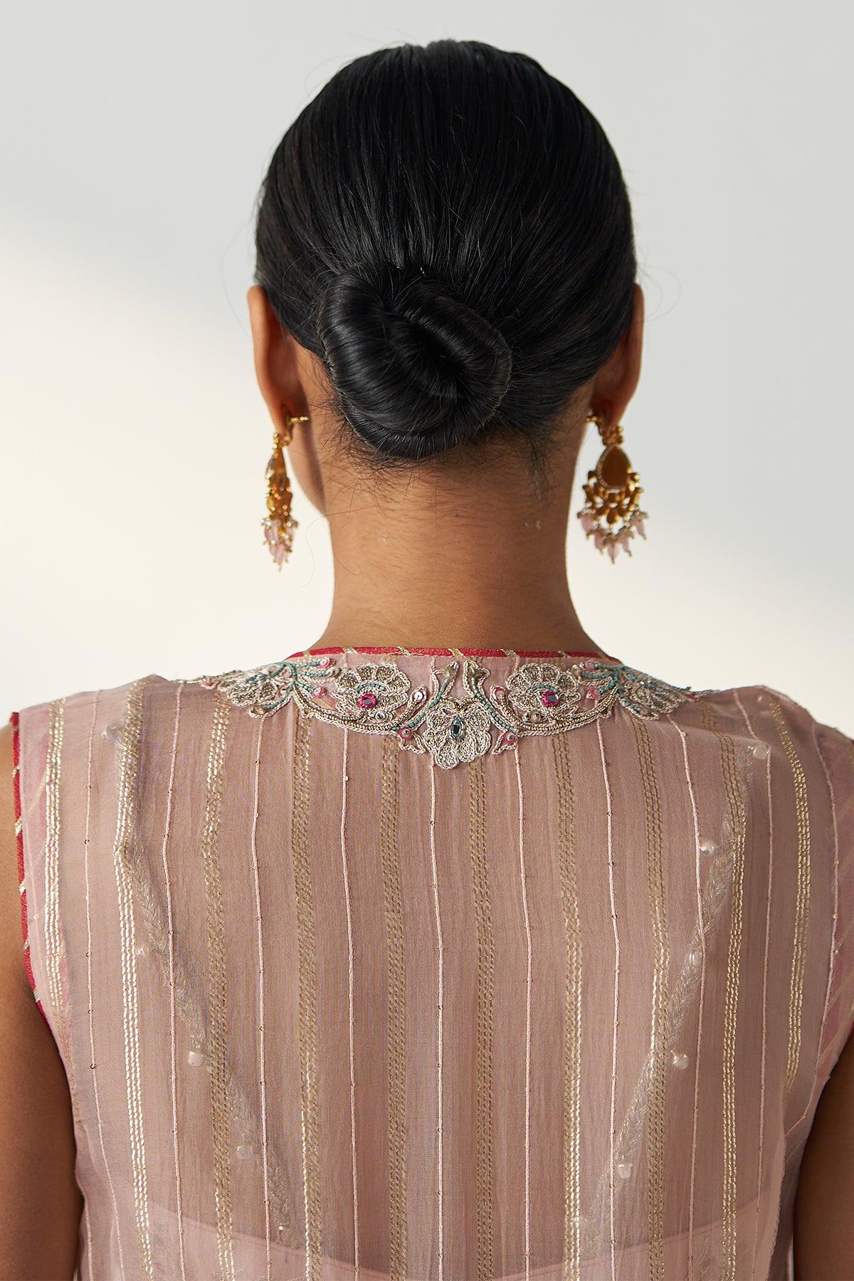 PRISHA BLUSH PINK CAPE GHARARA SET - Studio Bagechaa