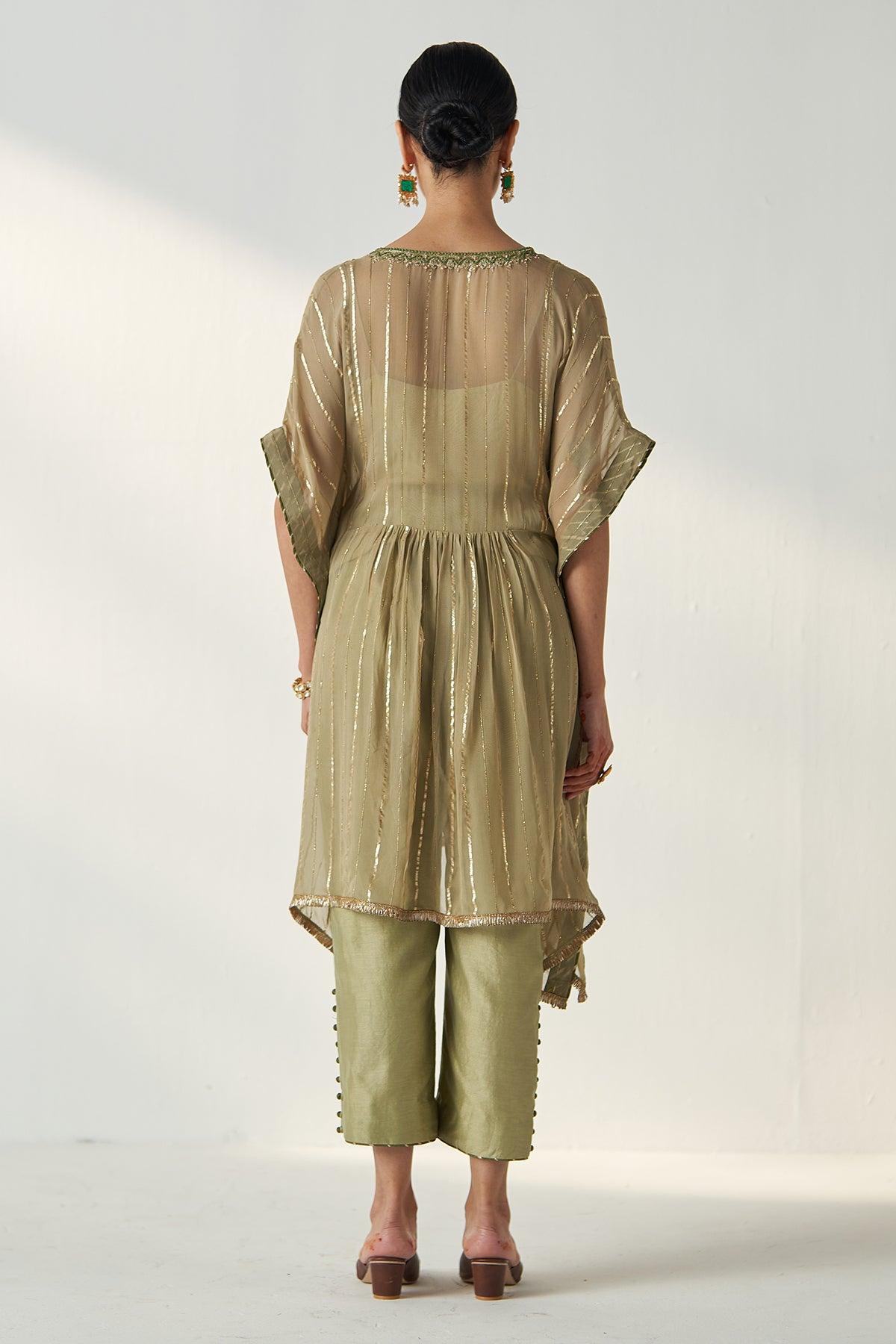 RABHYA GREEN KAFTAN PANT SET - Studio Bagechaa