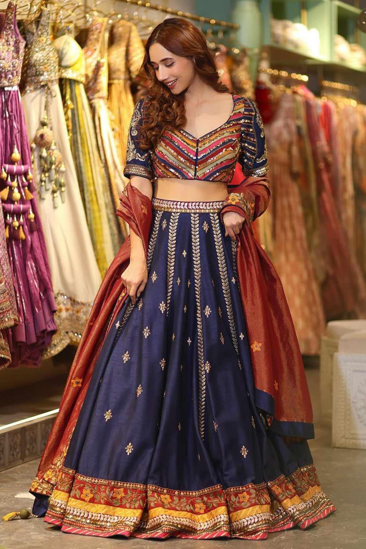 Ria Malhotra in Aprajita Aari and Resham Embroidery Lehenga - Studio Bagechaa