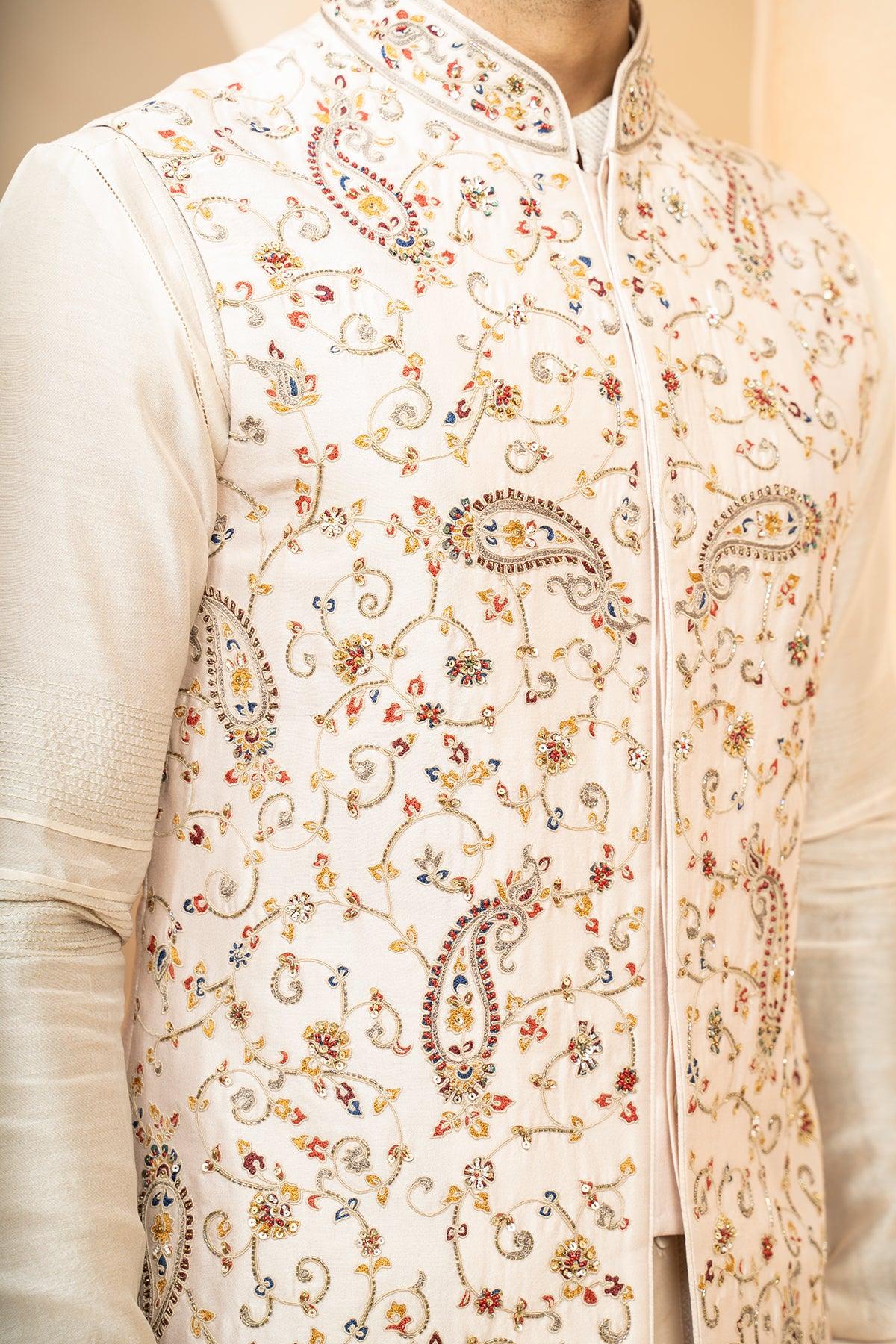 Shaista Chanderi Nehru Jacket set - Studio Bagechaa