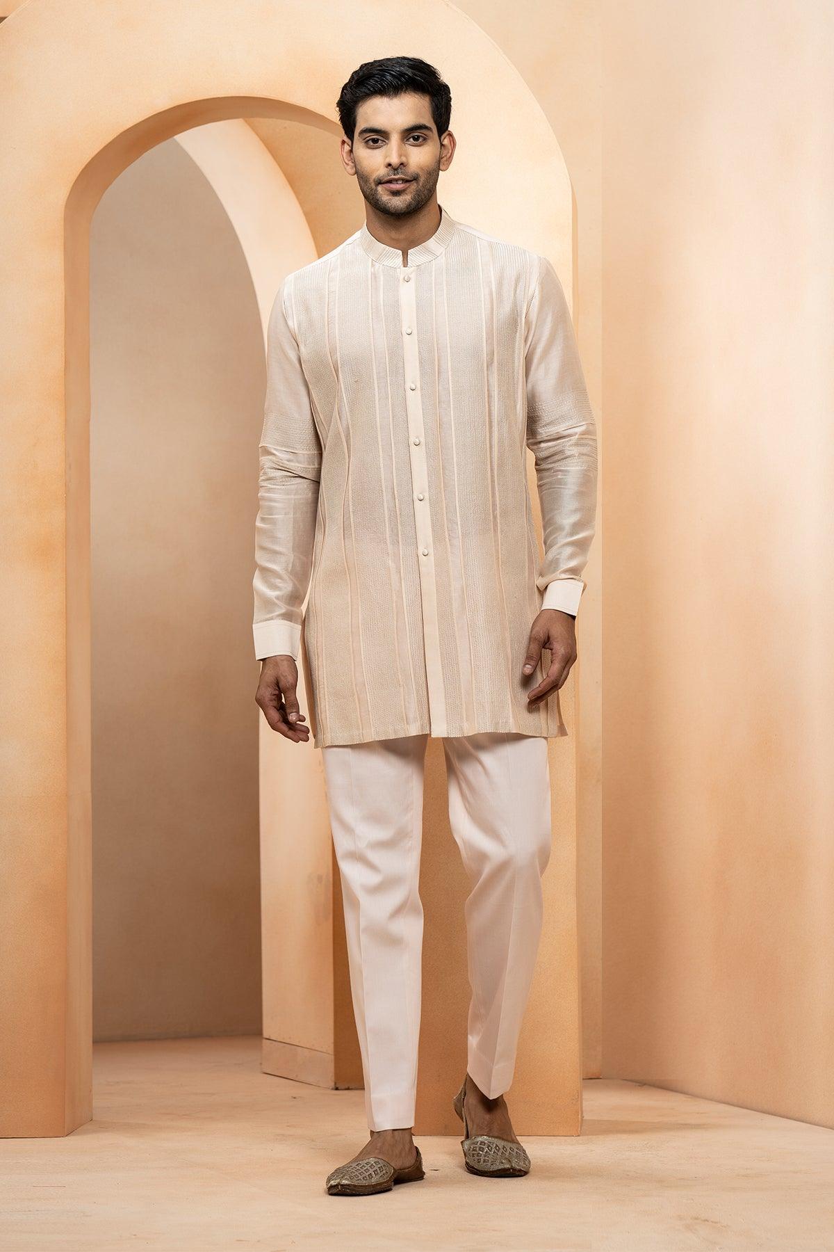 Shaista Chanderi Nehru Jacket set - Studio Bagechaa