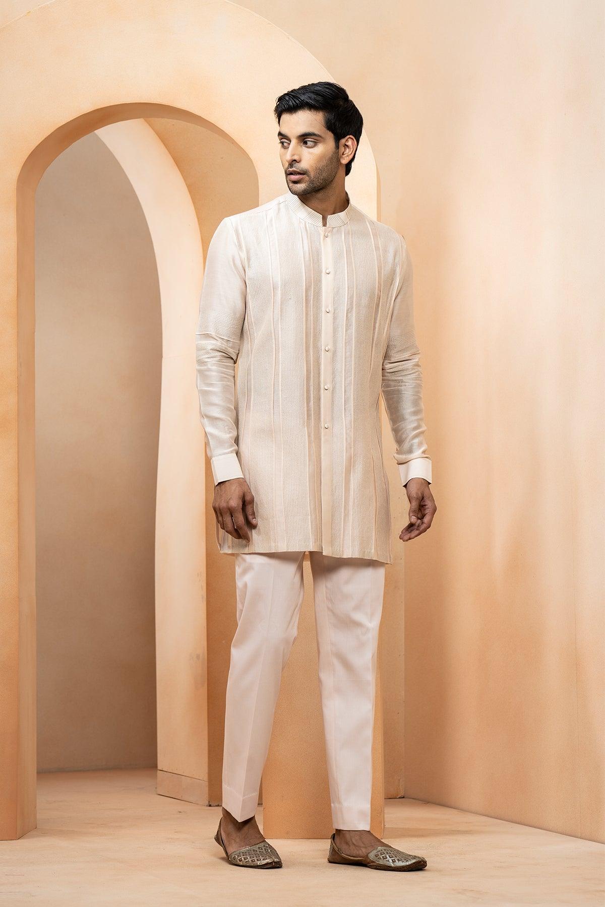 Shaista Chanderi Nehru Jacket set - Studio Bagechaa