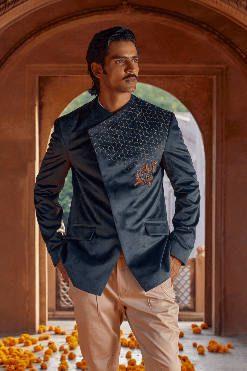Suhaan Graceful Green Chanderi Bandhgala - Studio Bagechaa