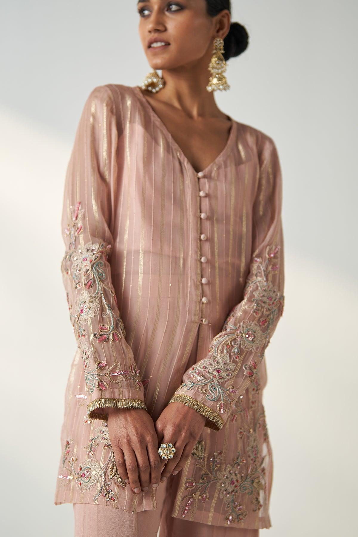 TARA BLUSH PINK SHARARA SET - Studio Bagechaa
