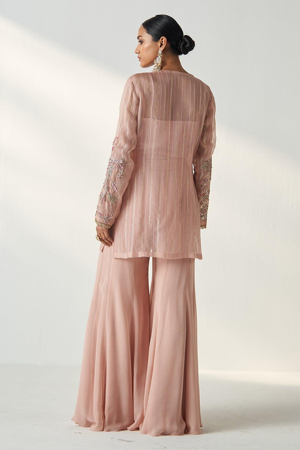 TARA BLUSH PINK SHARARA SET - Studio Bagechaa