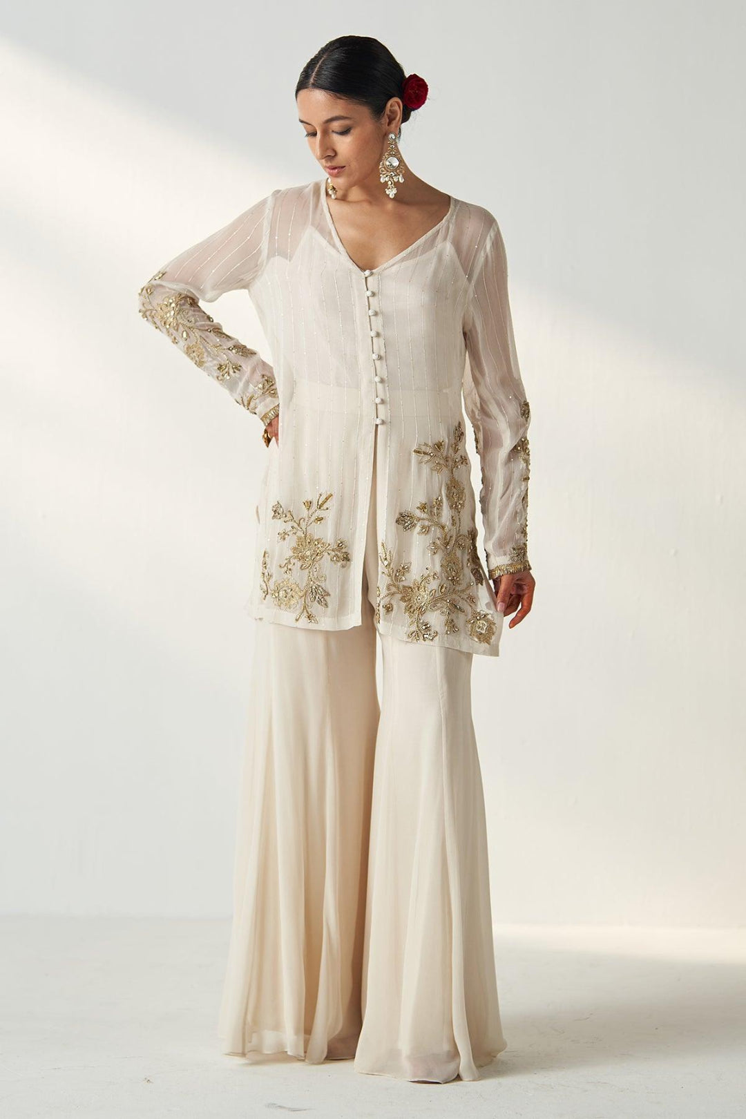 TARA IVORY SHARARA SET - Studio Bagechaa