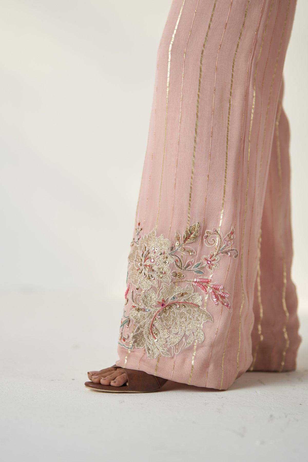 TISYA BLUSH PINK SHIRT PANT SET - Studio Bagechaa